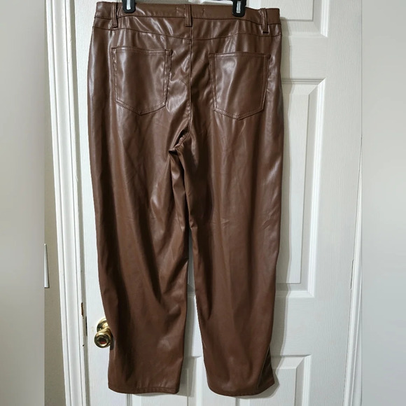 NWOT Madden NYC Brown Faux Leather Straight-Leg Pants, Relaxed Fit, Size 17. - Picture 7 of 12